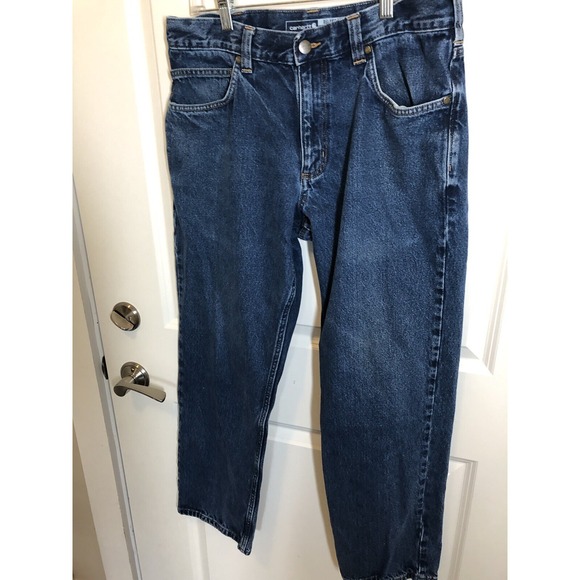 Carhartt Jeans Men 32x28 Blue Denim Rugged Flex Relaxed Fit Workwear Tag 34x32 - Picture 2 of 8